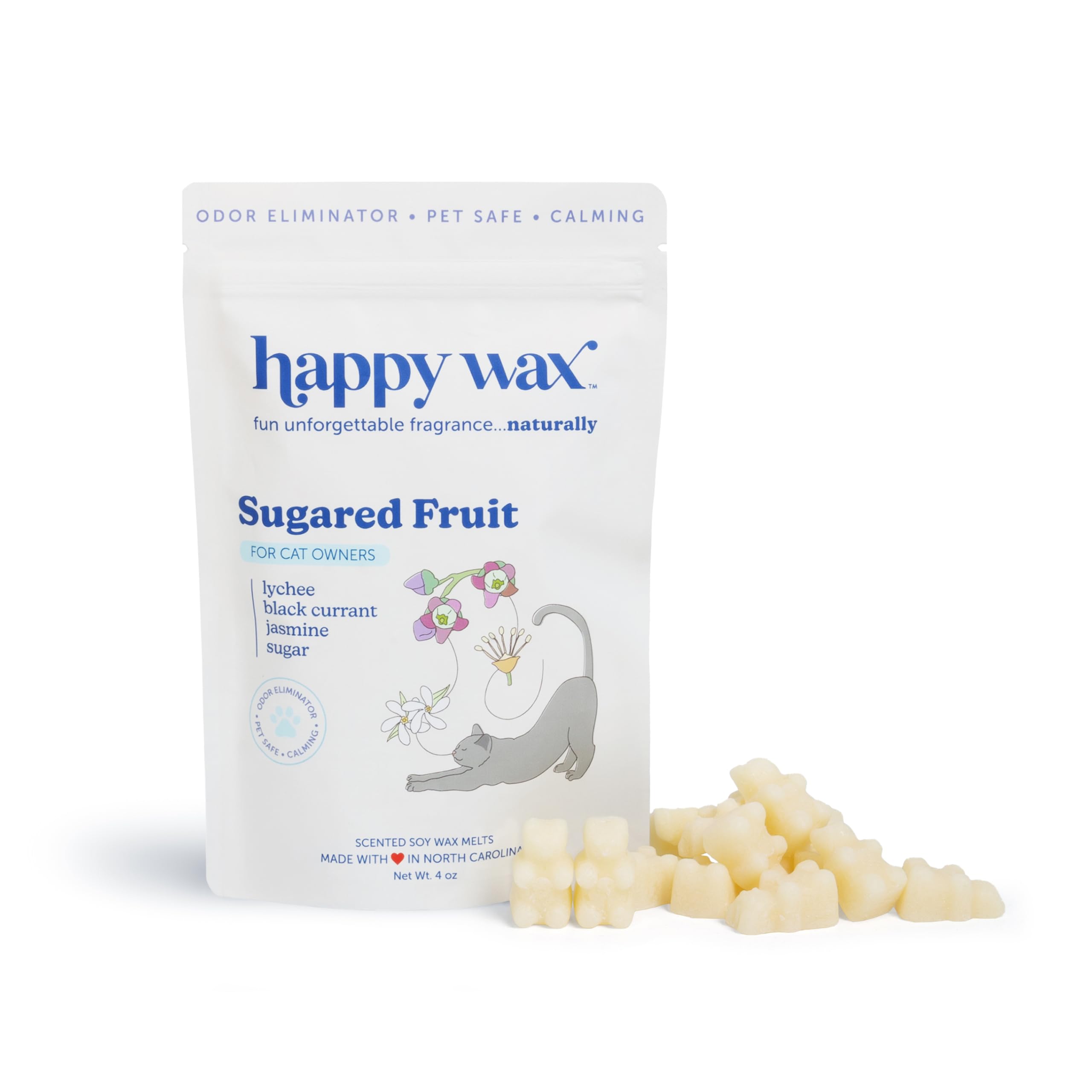 Happy Wax Pet Scents Collection: Pet Safe, Odor Eliminating, Non-Toxic Scented Soy Wax Melts – Total 6oz Variety Pack: Teakwood Trails, Lavender Fields, and Sugared Fruit