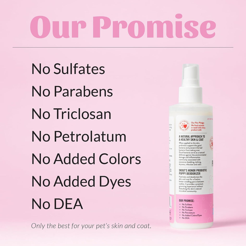 SKOUT'S HONOR Probiotic Puppy Deodorizing Spray - Happy Puppy, 8 oz | Hydrating Daily-Use Formula for Puppies and Dogs, Microbiome-Friendly with Avocado Oil and Omega-3s, 97% Natural