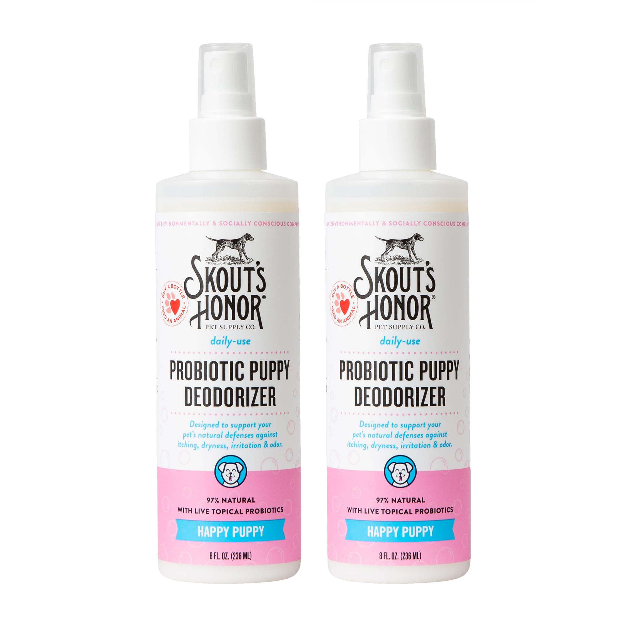 SKOUT'S HONOR Probiotic Puppy Deodorizing Spray - Happy Puppy, 8 oz | Hydrating Daily-Use Formula for Puppies and Dogs, Microbiome-Friendly with Avocado Oil and Omega-3s, 97% Natural