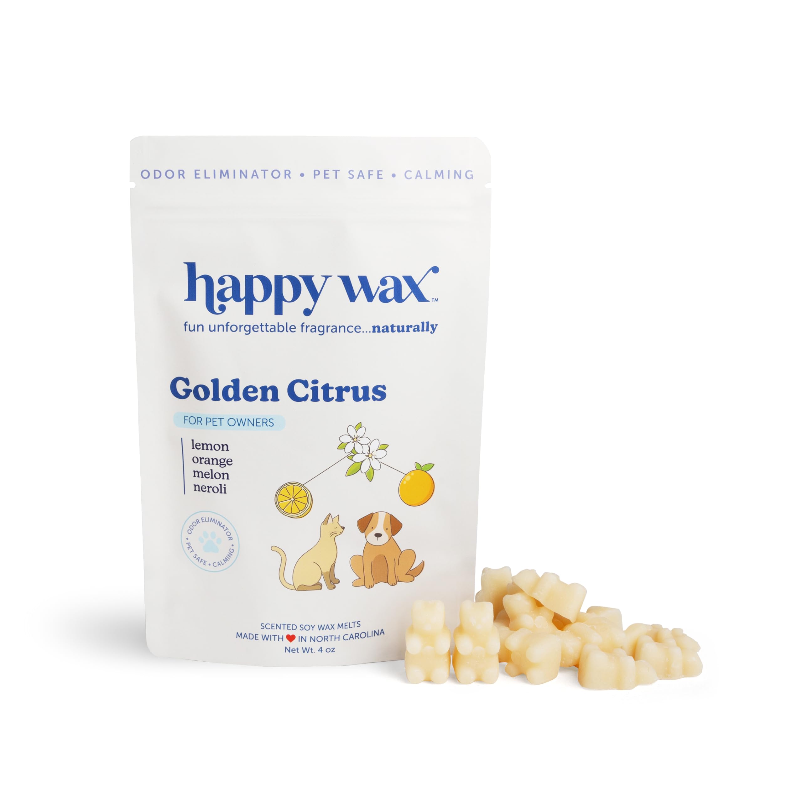 Happy Wax Pet Scents Collection: Pet Safe, Odor Eliminating, Non-Toxic Scented Soy Wax Melts – Total 6oz Variety Pack: Teakwood Trails, Lavender Fields, and Sugared Fruit