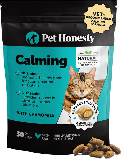 Cat Calming Treats for Anxiety Relief - Dual Texture Crunchy Creamy Calming Chews for Cats - Feline Stress Relief Behavior Support for Travel, Vet Visits, Grooming, Separation Anxiety (30-Day Supply)