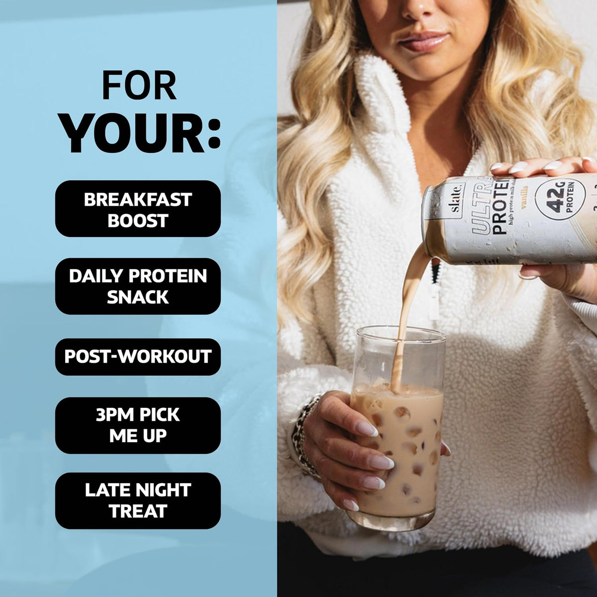 Slate Milk Vanilla Ultra 42g High Protein Milk Shake (12 Cans)